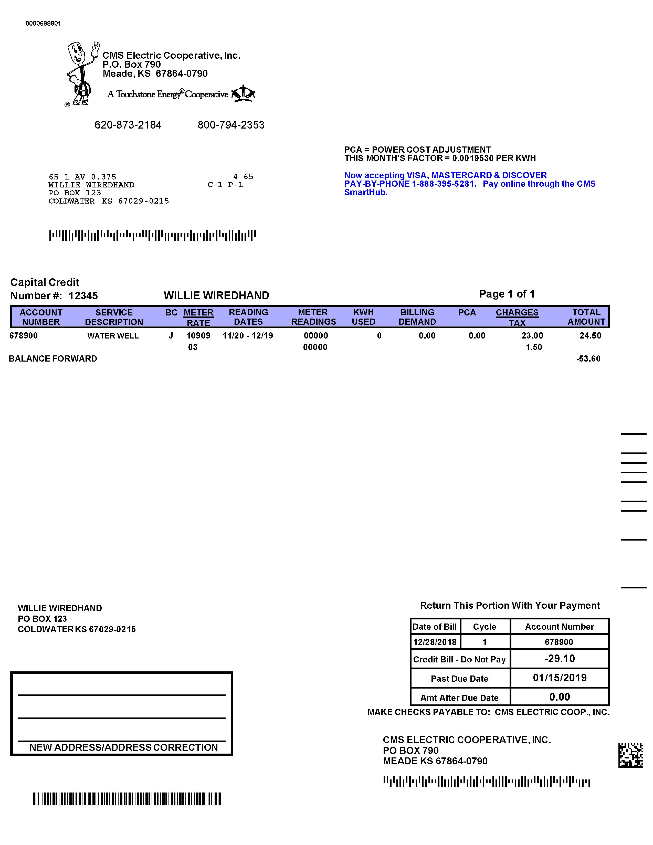 CMS Example Bill